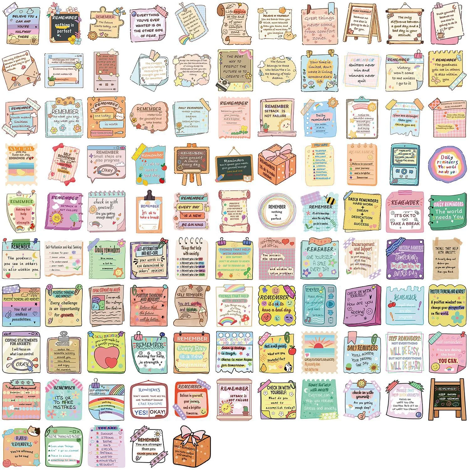 10/50/100PCS 동기 부여 문구 스티커 영감을 주는 인용구 데칼 DIY 어린이 자전거 전화기 냉장고 헬멧 노트북 자동차 스티커