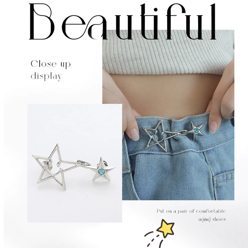 Star Non Nail Button Accessories Jeans Button Waist Adjustment Non Sewing Metal Pin Pants Sewing Accessories