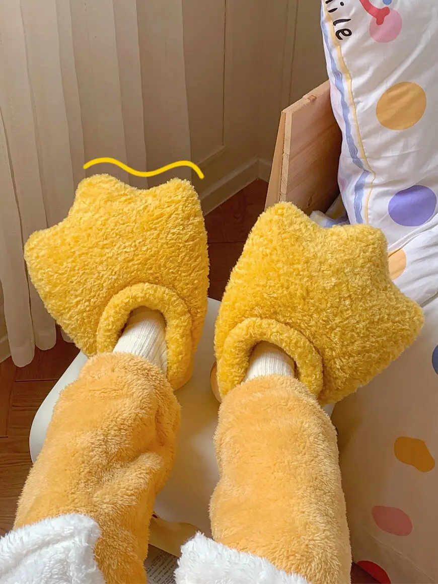 Cartoon Duck Palm Cotton Home Slippers For Women's Winter Indoor Household Slippers Man Warm Gintama Elizabeth Non Slip Slipper cute whale cotton home slippers for female 2023 winter couple indoor household shark thick sole men s winter cartoon slippers