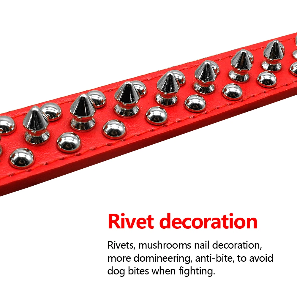 Leather Rivet Dog Collar Adjustable Spiked Studded Pet Collars For Medium Large Dogs Anti-bite Neck Strap Fierce Dog Accessories