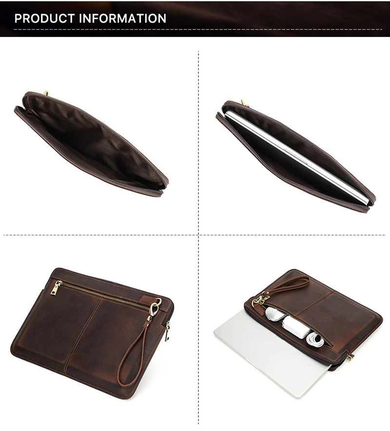 Crazy Horse Leather Laptop Sleeve Case com