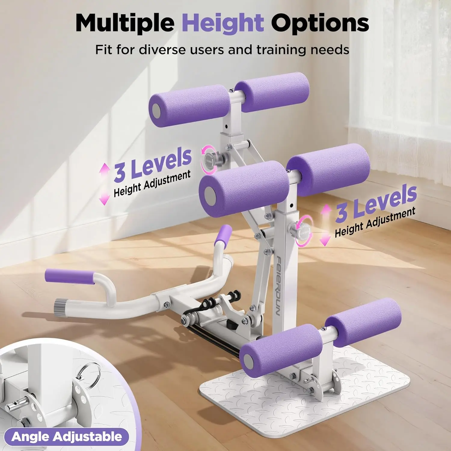 FEIERDUN Adjustable Deep Squat Machine-7 Level Resistance Glute&Leg Trainer Home,Multi-Functional Equipment For Women_voghion.com