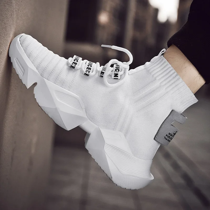 Socks Sneakers Men Knit Upper Breathable Sport Shoes Sock Boots Mans Shoes High Top Running Shoes for Men Zapatillas De Deporte 3