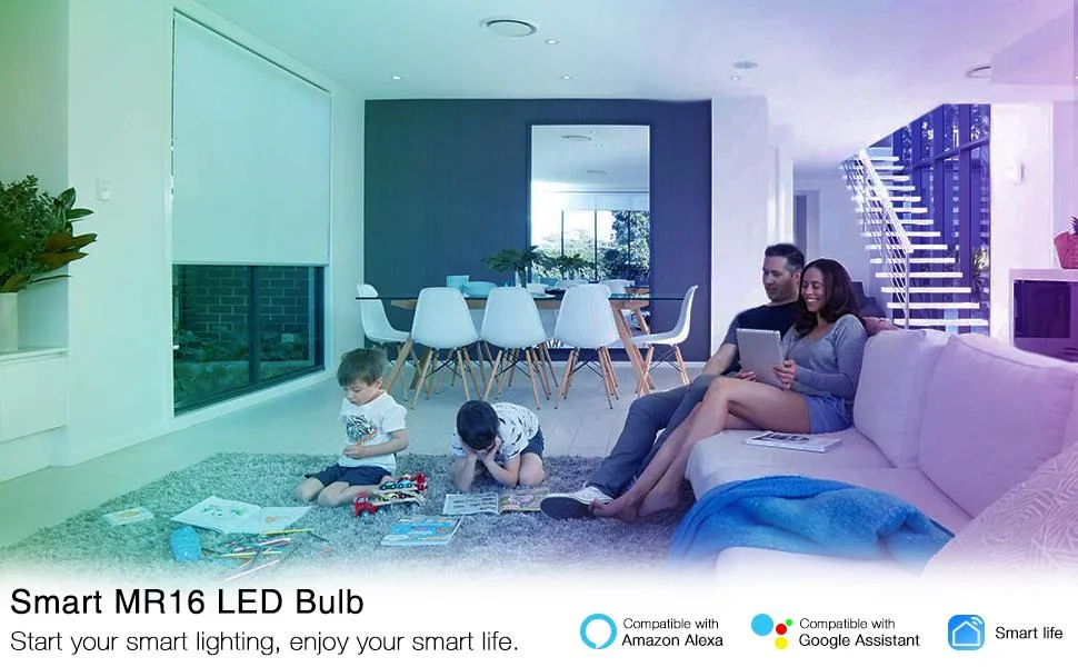 Description Picture 3 of itemSuidhome Smart LED Bulb WIFI Connect GU5.3/MR16 DC12V Mini Spotlight 5W Lamp Work With Alexa Google Home RGBCW Color Changing