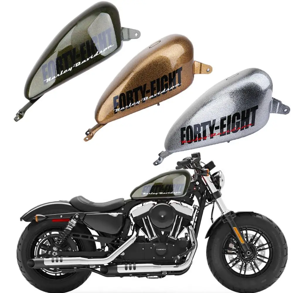 

Motorcycle Gray Golden Oil Gas Tanks Gal Fuel Tank For Harley Sportster Iron XL 48 883 1200 Forty-eight Moto Accessories