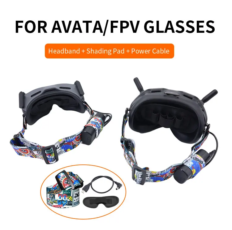 Headband for DJI Avata FPV Goggles V2 Battery Holder Head Strap Power Supply Cable Dustproof Pad for DJI Goggles 2 Accessories drone goggles accessories