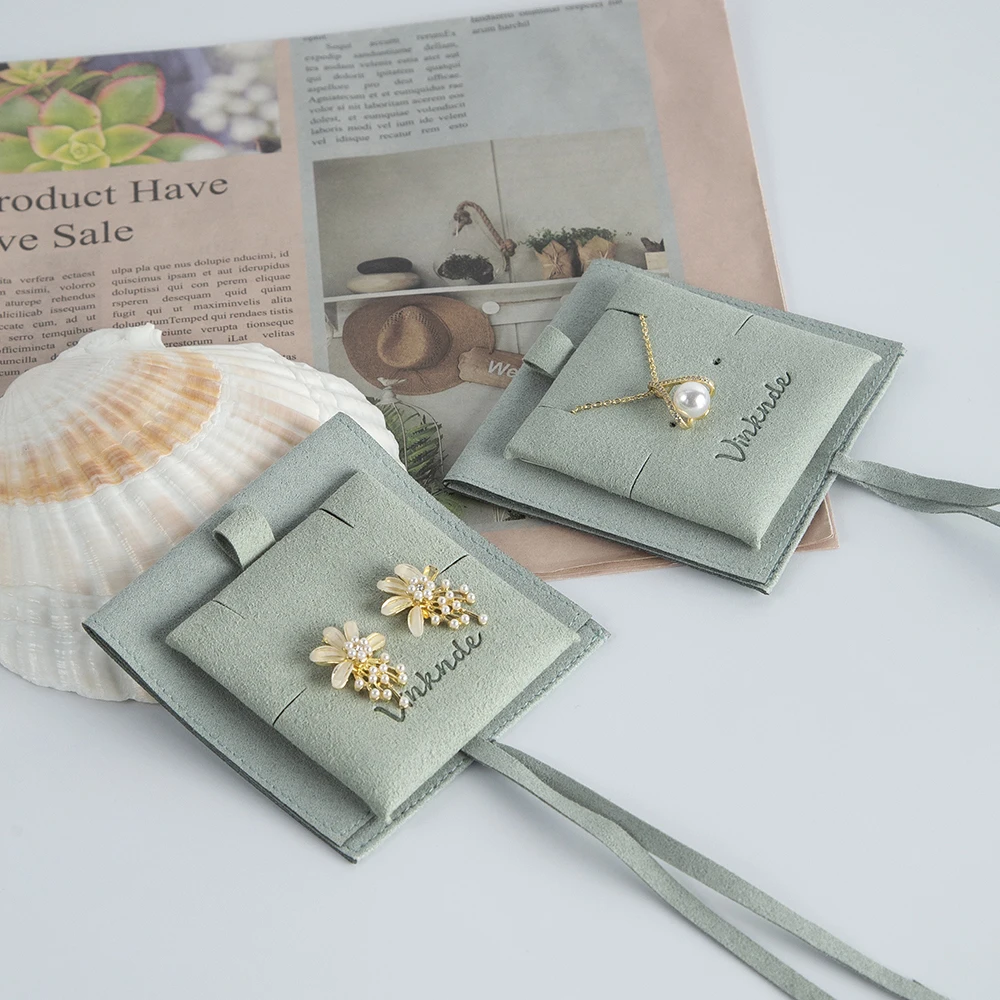 2023 New Microfiber Suede Luxury Jewellery Packaging Pouches Bags Personalized Custom Logo Jewelry Gift Bag With Insert Cards