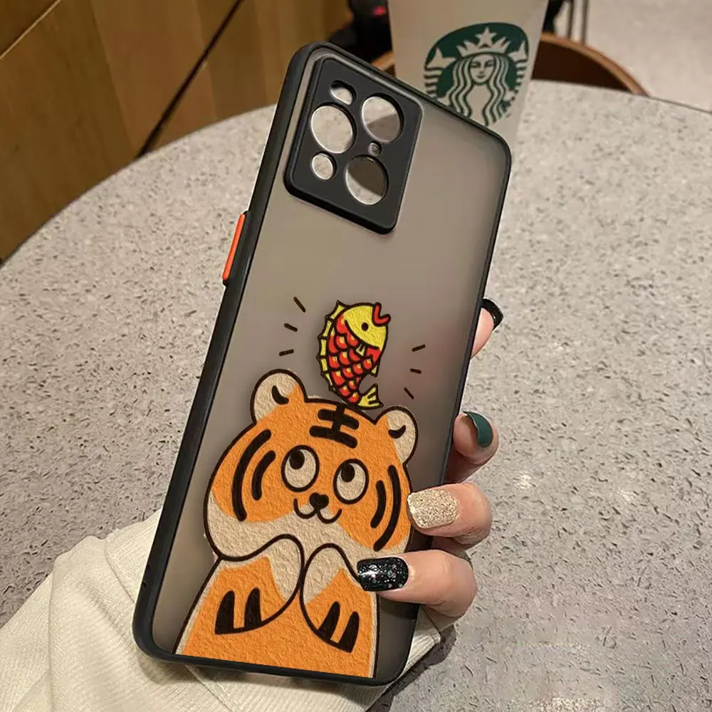 thumbnail image 1 of Funda de teléfono mate para OPPO Realme 10 9 9I 8 8I 7 7I 6 5 FIND X3 X4 PRO 4G 5G Funda Coque Capa Shell lindo pequeño tigre, 1 of 5