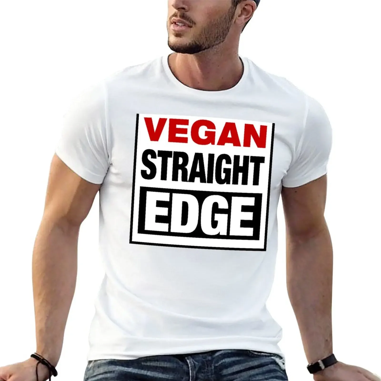 

Vegan Straight Edge T-Shirt anime clothes tees T-shirts for men cotton