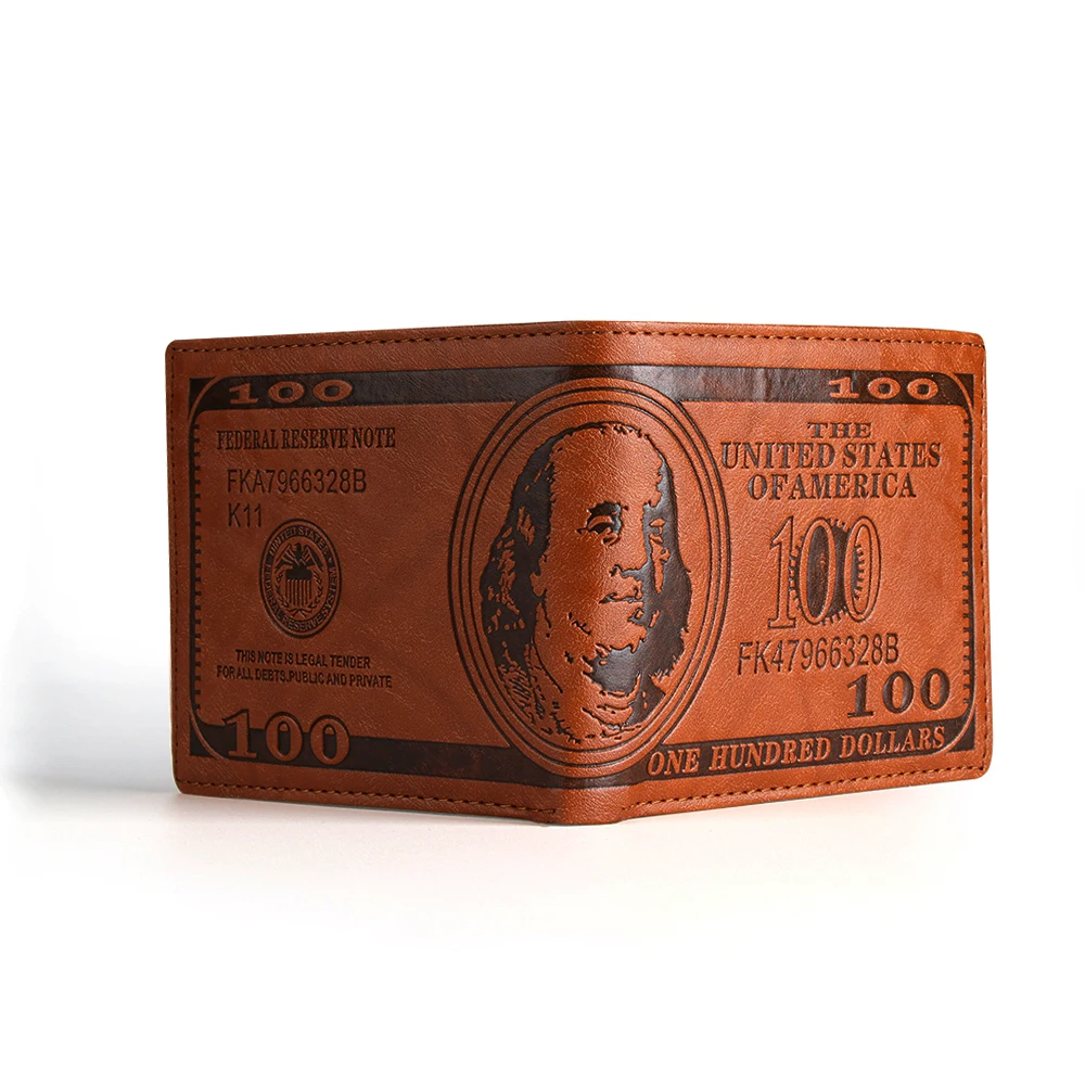 Leather Wallet Fashion Dollar Bill Pattern Bifold Purse
