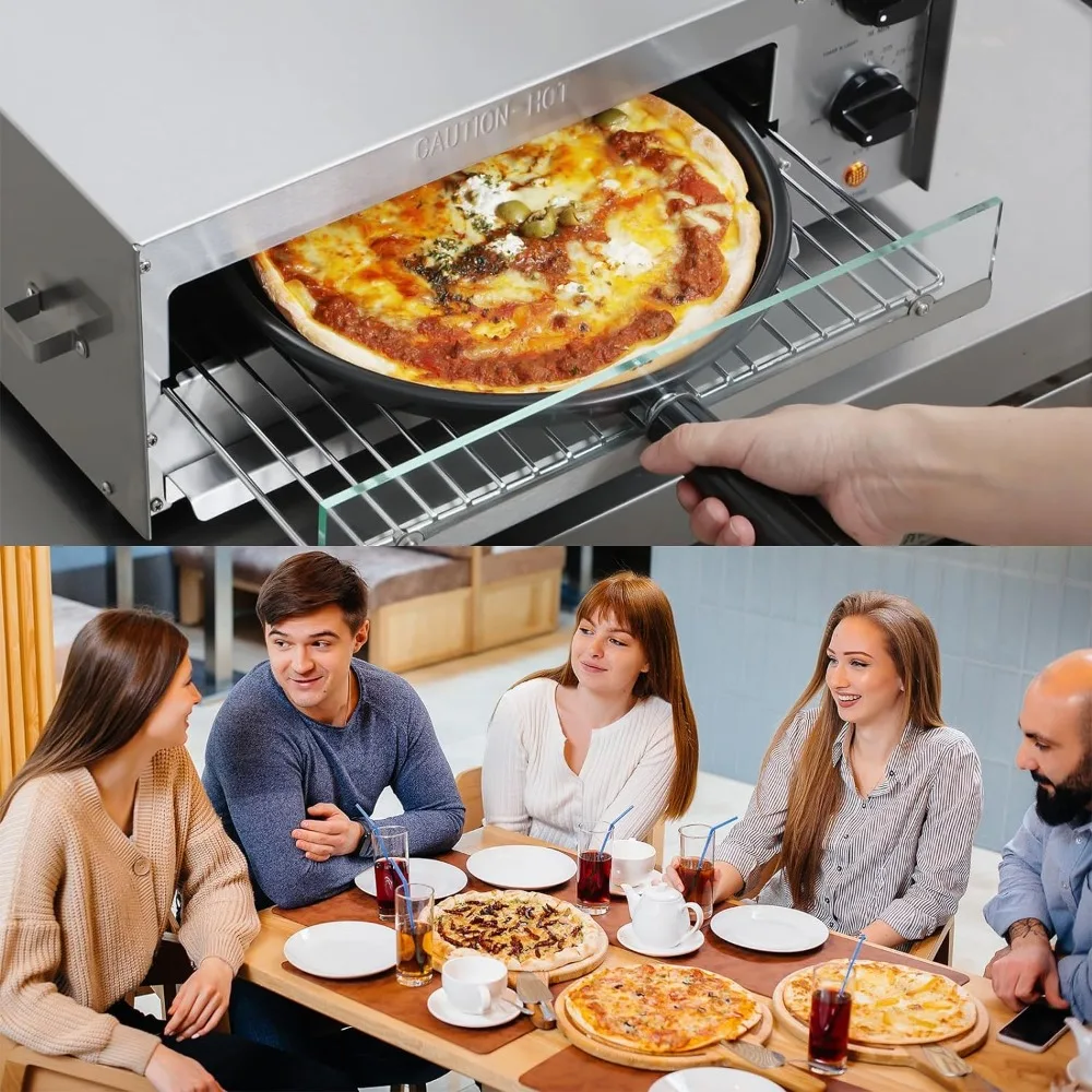 Countertop Electric Frozen Pizza Oven For Indoors with 30-minitue Timer Glass Door and Interior Light Commercial Pizza Maker