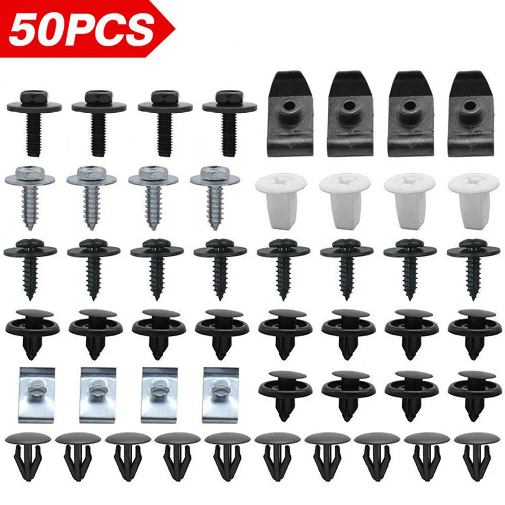 

50P Under Engine Cover Tray Clips Fastener Car Fender Shield Bottom Splash Guard Self-tapping Screw Kit For Toyota Avensis Lexus