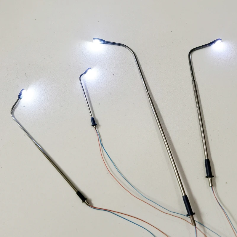 8/50Pcs 3V 모델 가로등 1/64 Ho TT Z 스케일 차가운 흰색 LED 시뮬레이션 고속도로 장식 4-12.5cm 모델 라이트 철도 레이아웃