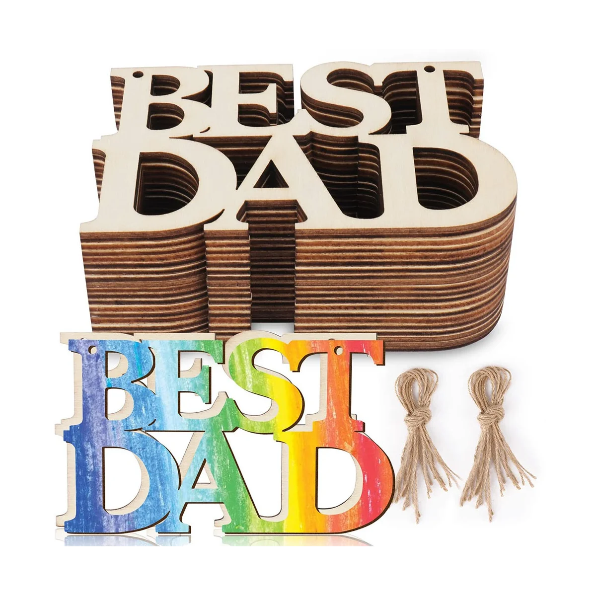 

Поделки из необработанного дерева лучший папа 40 шт., подарочные бирки со шнурком для подарков на день отца, украшения на день рождения папы