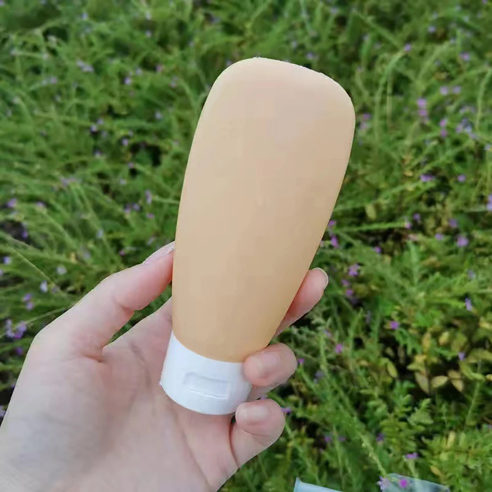BUTBU Bottiglie da Viaggio in Silicone, 19 Pezzi Contenitori da Viaggio, Flaconi da Viaggio Riutilizzabili, Adatti per Shampoo, Lozione, Risciacquo, Gel Doccia, con Etichette- Giallo