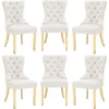 Dining Chairs Set of 6, Luxury Velvet Tufted Legs & Nailhead Trim, Back Lion Head Pull Ring & Rhomboid Pattern, Kitchen Chairs 2