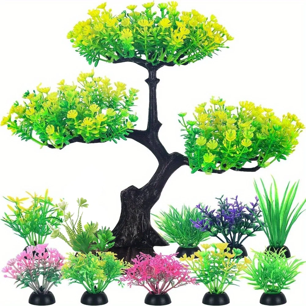 10 adet/set Akvaryum Yapay Plastik Bitkiler Dekorasyonu Japon Balığı Akvaryumu Betta Balığı Akvaryumu Bitkileri Su Yosunları Süsü Akvaryum Dekoru