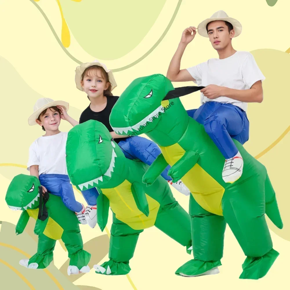 Child Adult Unisex Boy Girl Inflatable Green Dinosaur Cosplay Costume ...