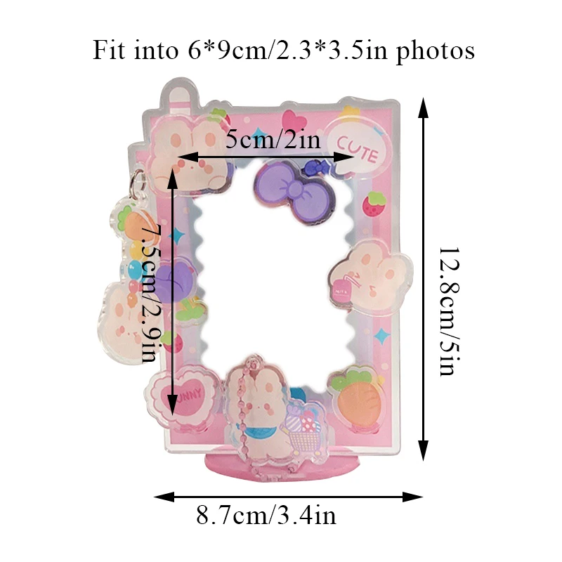 INS Acrylic Photo Frame Cartoon Card Display Stand Photo Holder Protection Card Sleeve Desktop Decor School Stationery