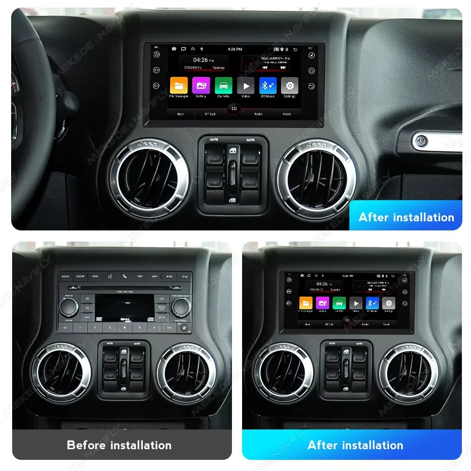 Radio Estéreo para Auto de 7” con 6+128GB para Jeep Wrangler JK 2010-2018, Apple Carplay Inalámbrico, Android 16, Unidad Principal con Imagen de Reversa 2