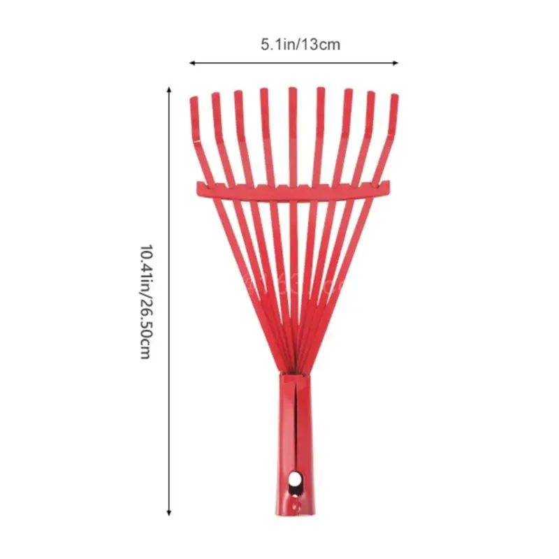 Carbon Steel Grass Rake Hand Rake Wire Broom Nine Tooth for Leaf Cleaning Garden Tool for Garden Maintenance Plant Care 3