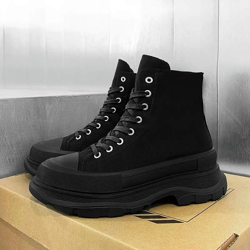 Autumn Men Casual Sneakers Canvas Platform Ankle Boots High-cut Basketball Sneakers Male Trainers Breathable Sport Shoes 39-44