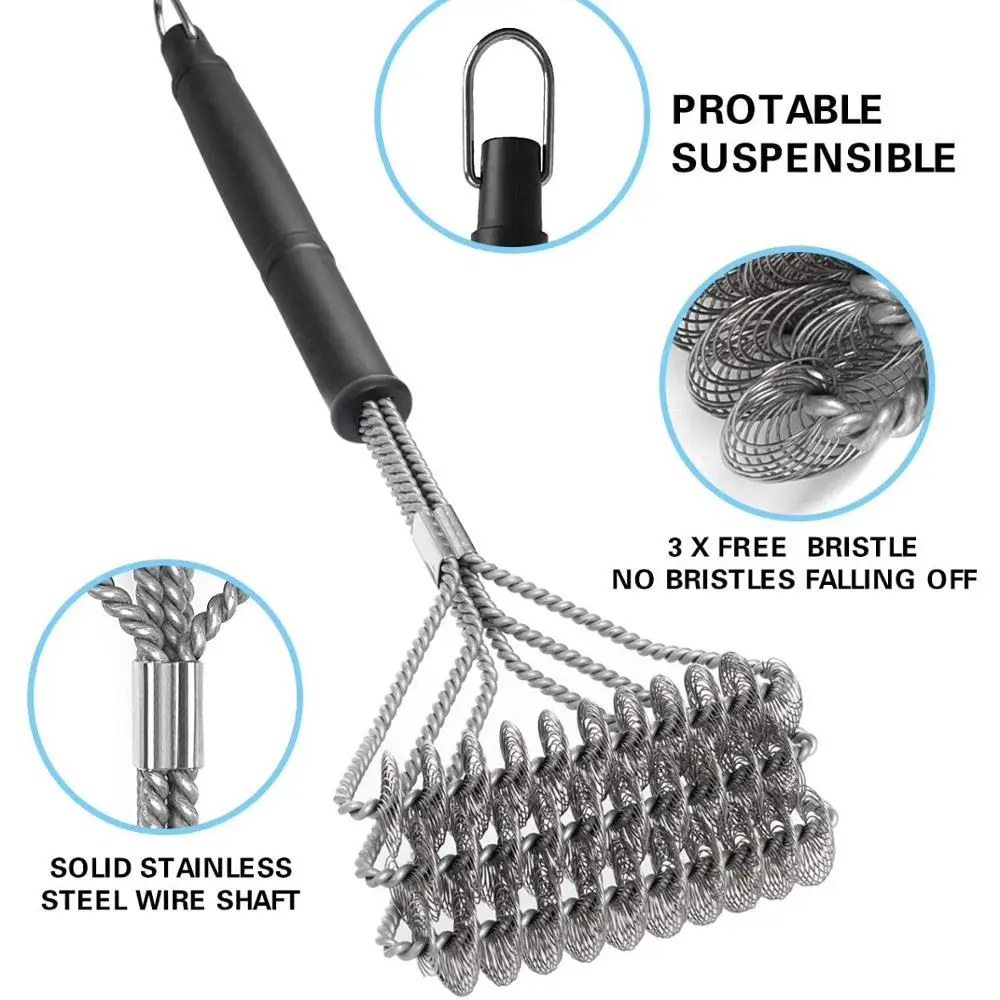 Barbecue Accessorie Grill Brush Cleaning Brushes Barbecue Cleaning Tools Stainless Steel Wire Bristles Clean Brushes Non-stick Stains Grease Kitchen BBQ Tools