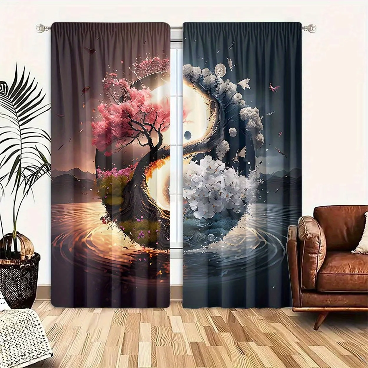 2 ชิ้น, วัสดุโพลีเอสเตอร์, การพิมพ์ดิจิตอลความละเอียดสูง, การพิมพ์รูปแบบแนวนอนประกบสองสี, ม่านกรองแสง, 1