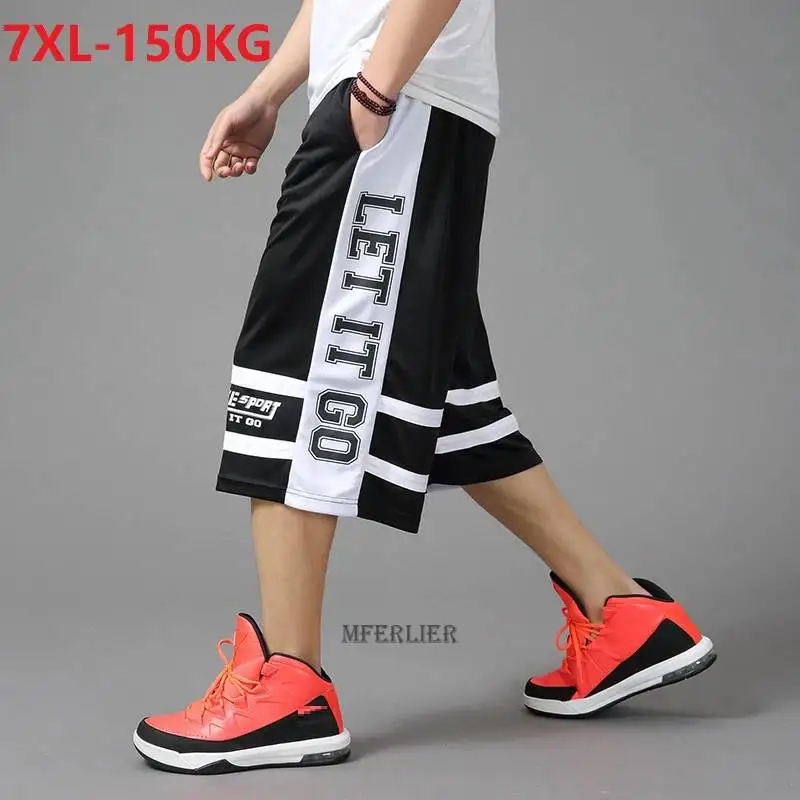 

summer men sports basketball shorts Breathable hole plus size 6XL 7XL letter patchwork shorts fitness thin shorts geometry red