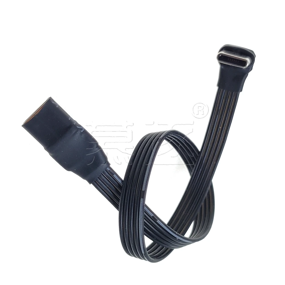 Cable de extensión plano USB 2,0 tipo C, Cable FPC de 5CM, 10CM, 30CM, 90 °, enchufe en ángulo arriba/abajo, 5CM-1M