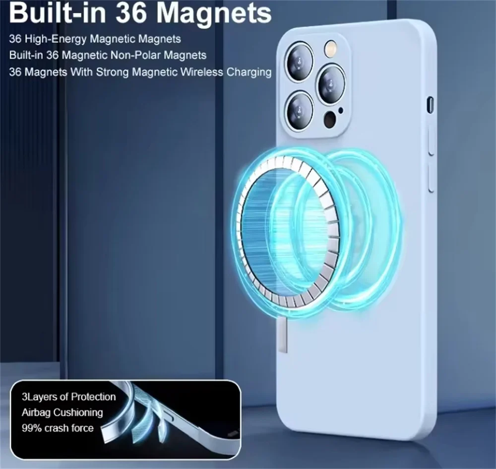 Premium Liquid Silicone Magnetic Wireless Charging Case - Soft, Durable, and Stylish Protective Cover