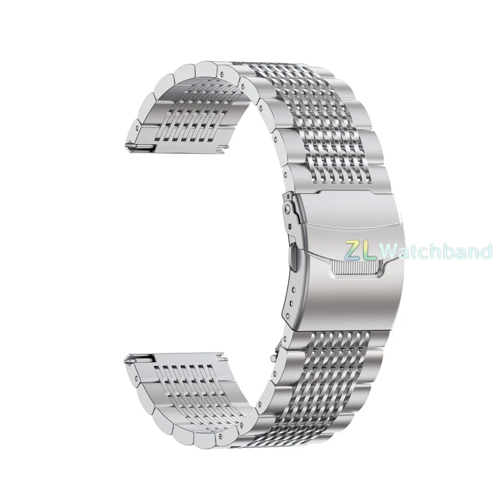 Solid Mesh Stainless Steel Bracelet with Deployment Buckle