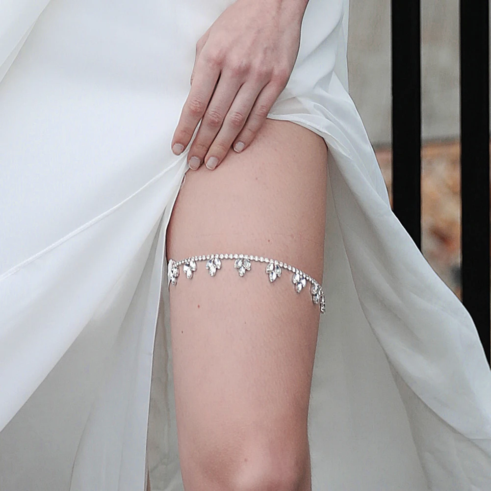Rhinestone Bridal Accessories Wedding Lace Flower Garter for Bride Jewelry Gift Elastic Leg Ring Gift Suspenders Party bridal garter belt