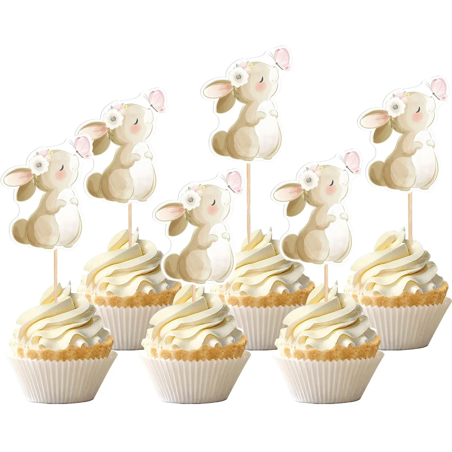 13Pcs Rabbit Cake Topper Jungle Rabbit Cupcake Toppers for Birthday ...