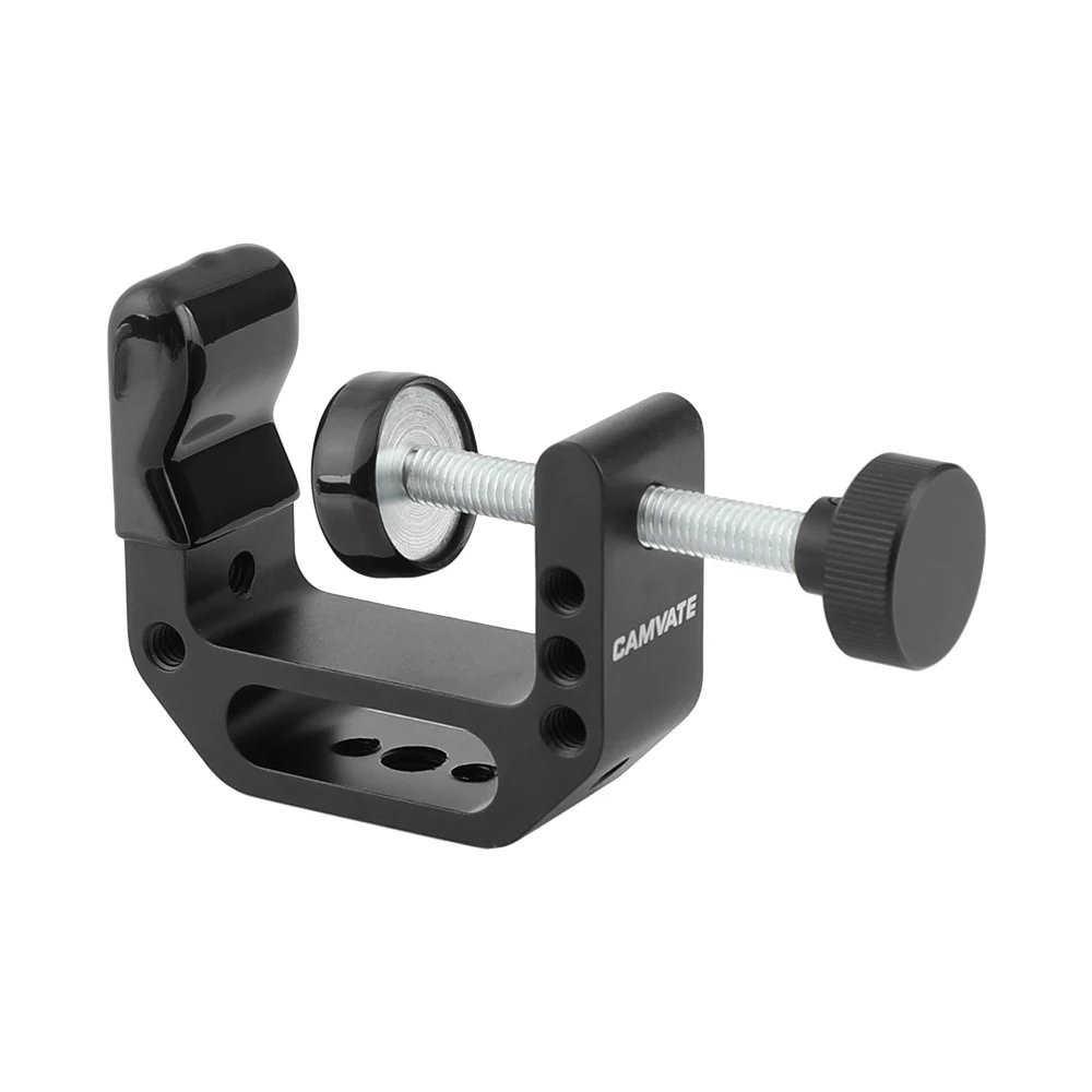 

HDRIG Universal C-Clamp Aluminum Support Clamp Desktop Mount Holder Stand with 1/4inch-20 & 3/8inch -16 Metal Female Socket