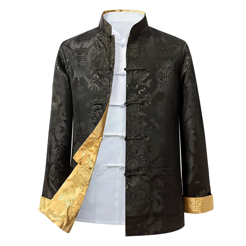 China New Year Tang Top Men Chinese Dragon Shirt Kung Fu Coats Jackets Hanfu Men Clothing Traditional Chinese Clothing men chinese style shirt