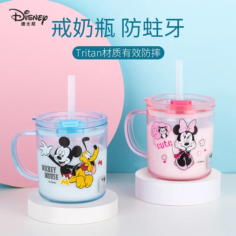 Disney girls frozen Cartoon cups With straw kids snow White Sport Bottles  girls Princess Feeding milk cup