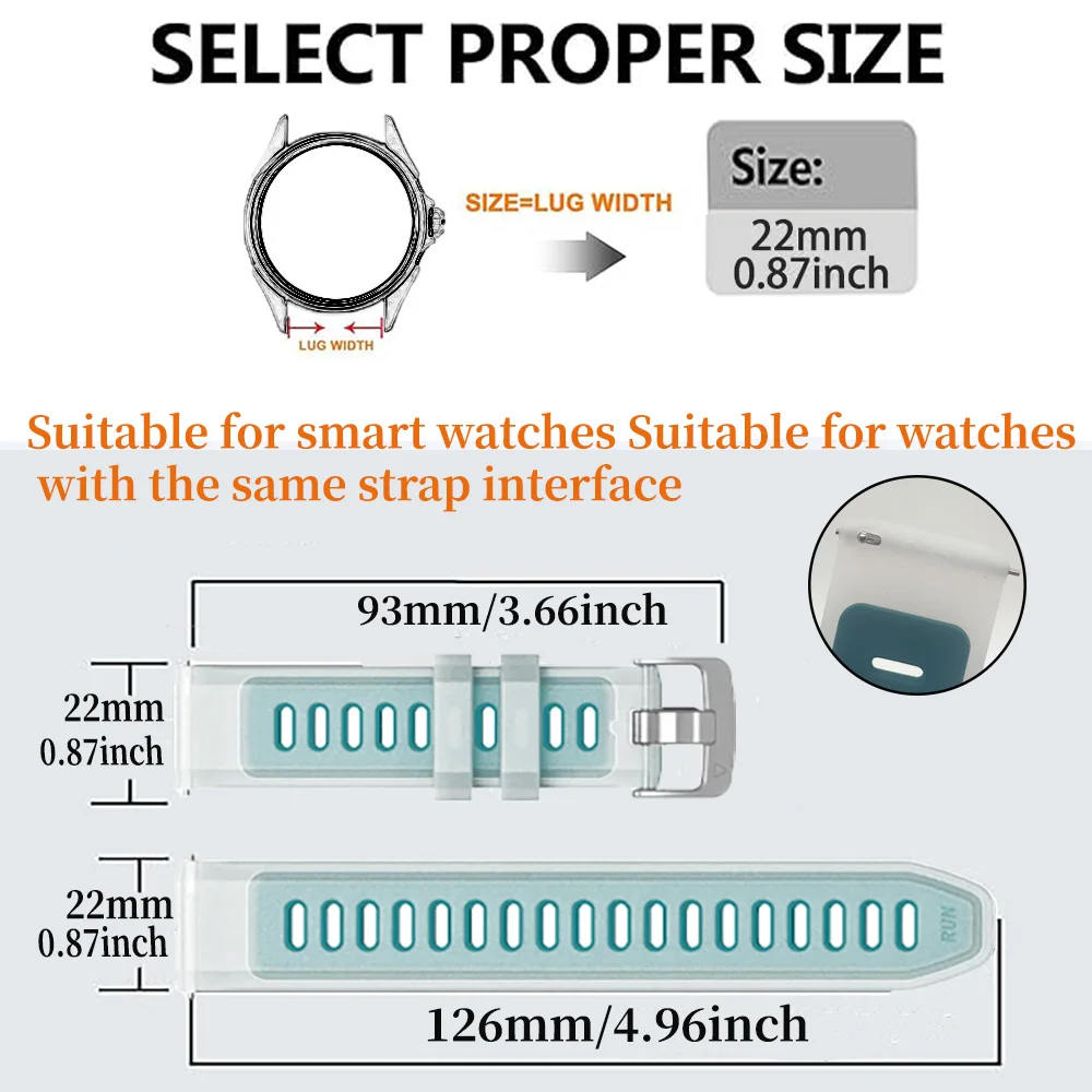 Versatile 22mm Silicone Watch Band - Premium Strap Replacement in Various Colors