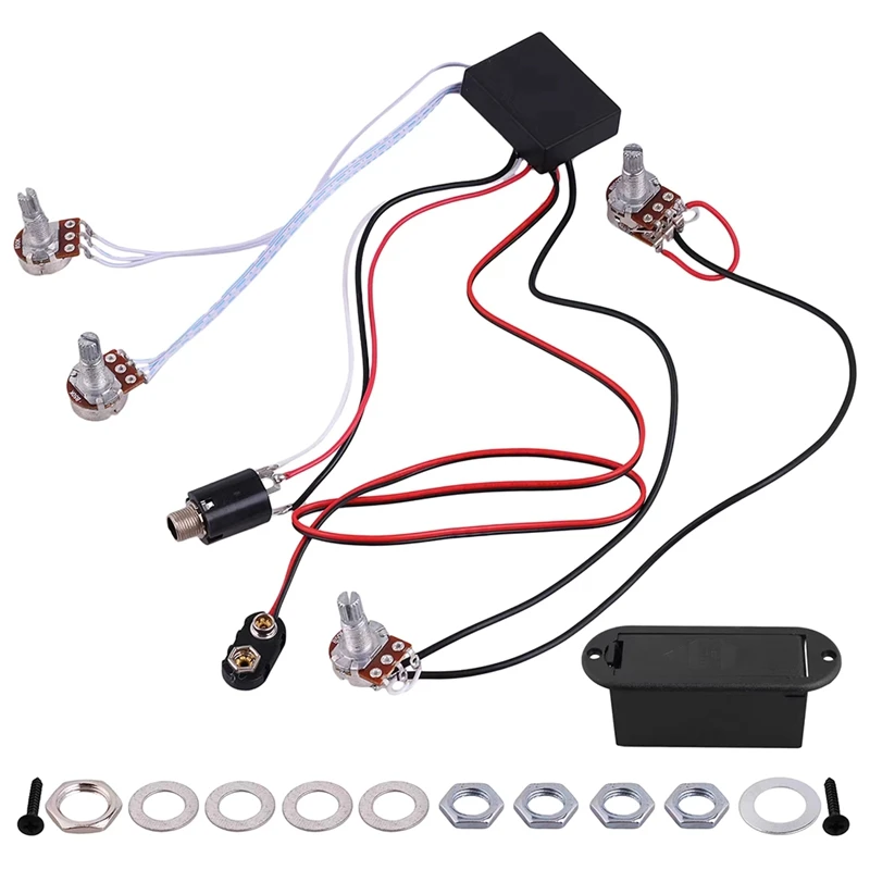 

EQ-B2T EQ Preamp Circuit Electric Bass Coil Electric Guitar Pickup Plastic+Metal For Active Bass Pickup