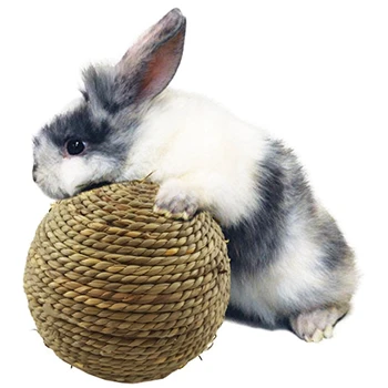 4PCS Pet Chew Toy Natural Grass Ball For Rabbit Hamster Guinea Pig For Tooth Cleaning Supplies Interactive Small Pet Toys 3