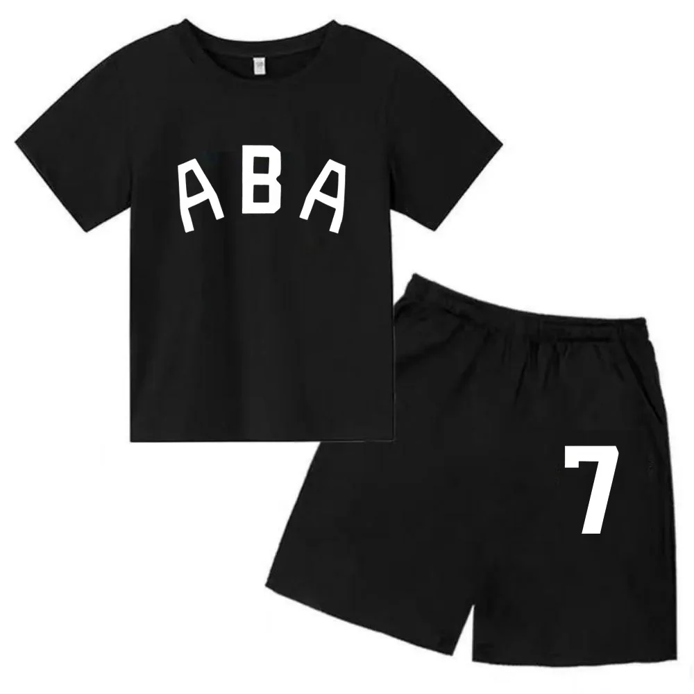 thumbnail image 1 of Ropa de bebé con estampado de letras para niños y adolescentes, conjunto de camiseta y pantalones cortos de verano de 2 piezas, conjunto informal de manga corta para niños y niñas, 1 of 5