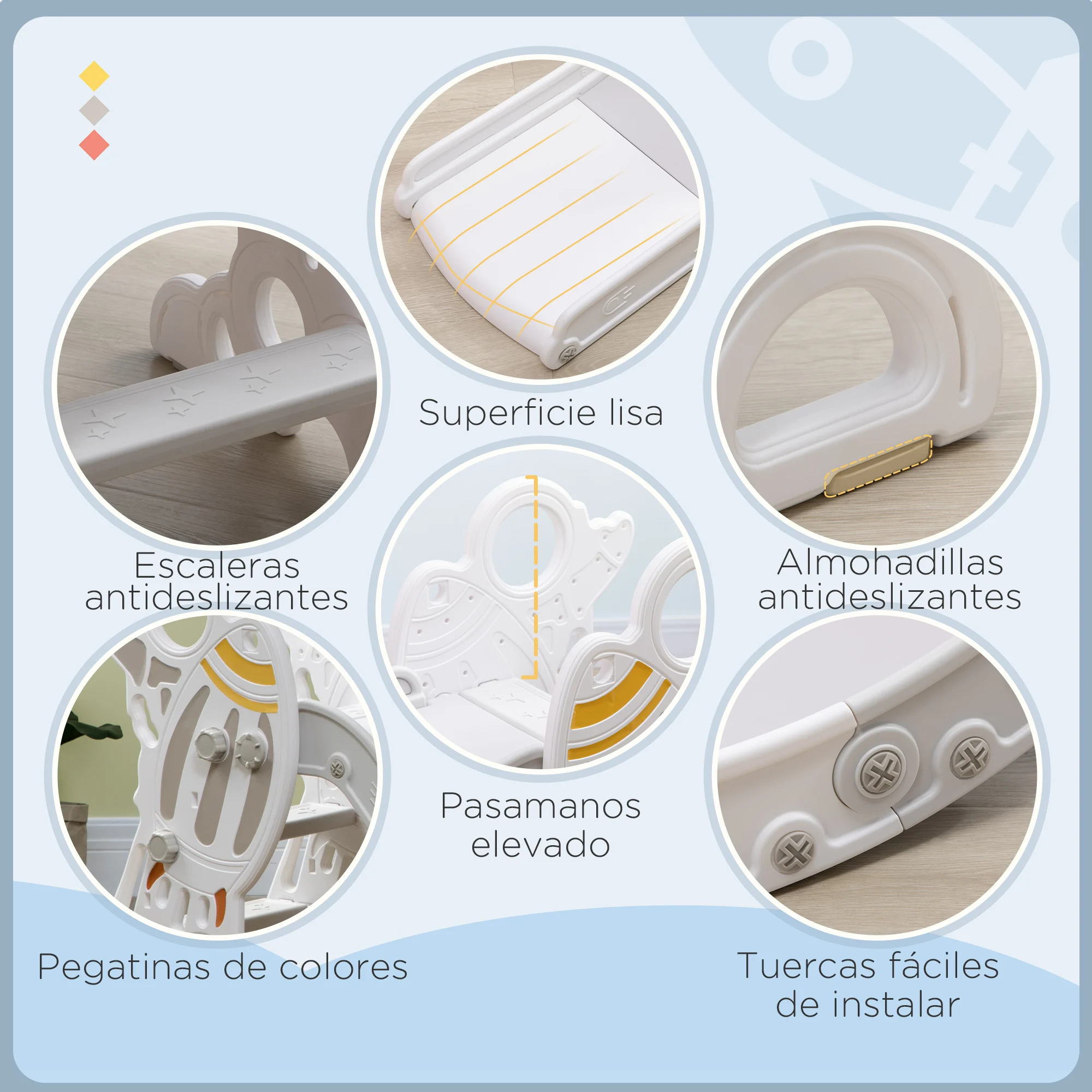Tobogán Y Sofá Plegable AIYAPLAY Para Niños – Estructura Gris, Para Interior, Con Escaleras Y Fácil Almacenamiento