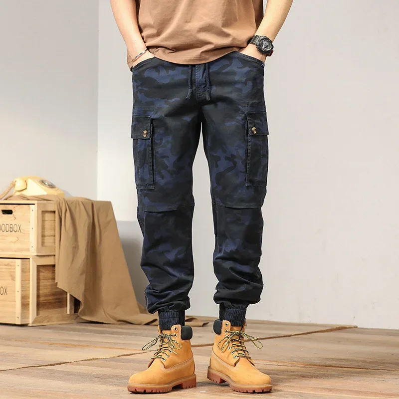 2024 new Spring Summer Camouflage Cargo Pants Men Multi-Pockets Workwear Baggy Joggers Army Cotton Casual Tactical Trousers