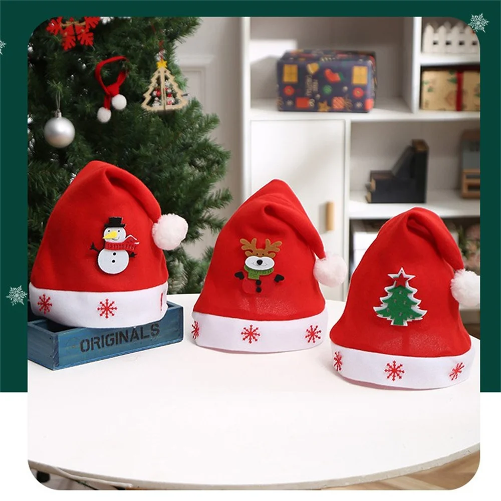 Christmas Decorations Santa Claus Fawn Snowman Adult Children's Christmas Hat Holiday Party Brushed Letter Hat