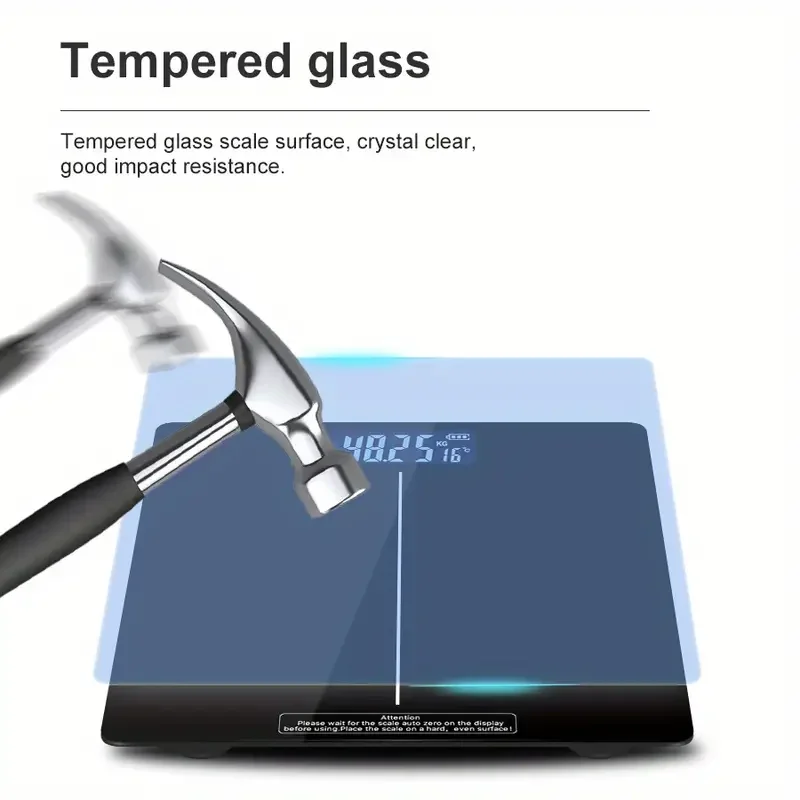 Bilancia digitale da bagno ad alta precisione con display a LED illuminato e design con angoli arrotondati._voghion.com