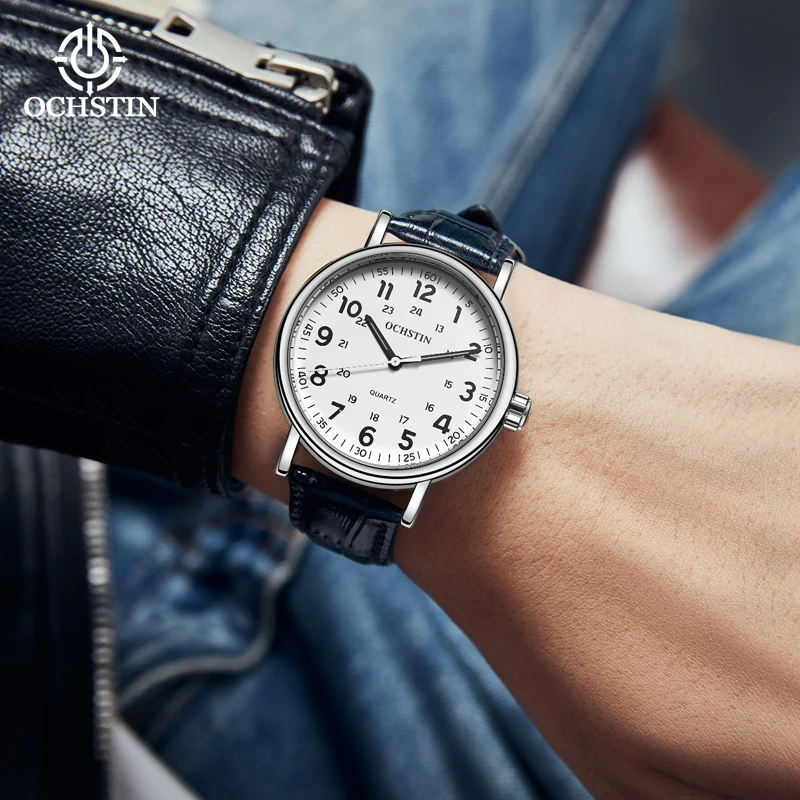 Official Brand OCHSTIN Quart Watch Luxury Leather Men's Wristwatches Business Casual Watches Man  Men Watch For Gift