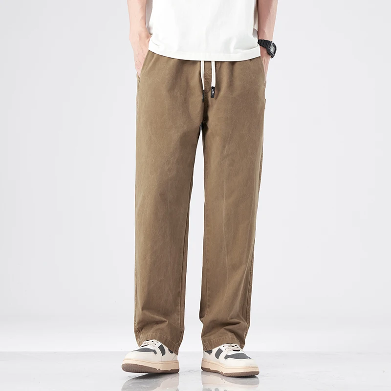 2024 Summer Elegant Fashion Harajuku Slim Fit Ropa Hombre Loose All Match Sport Casual Pants Solid Pockets Straight Leg Pants