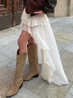 Oymimi Casual Apricot Loose Skirts For Women Fashion High Waisted Pleated Skirts Elegant Thin Floor-Length Skirt Female Clothing - Image 2
