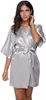 Robe de chambre courte et douce pour femme, en soie, couleur unie, pour mariée, demoiselle d'honneur, tenue de matin, pour fête de mariage, été