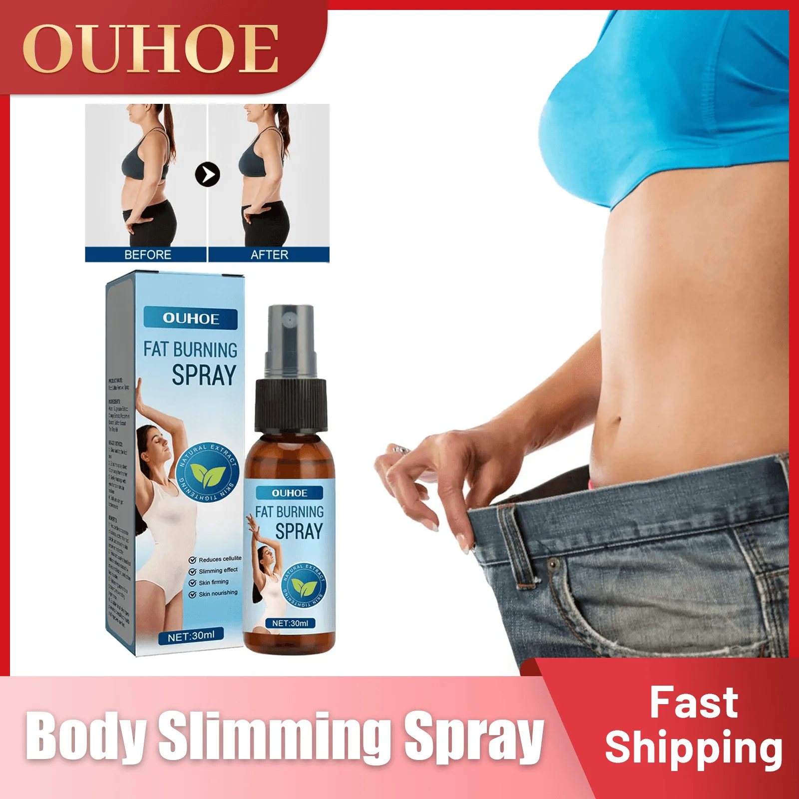 Fat Burning Spray for Belly Fat Weight Loss Reduce Cellulite Tummy Control Detox Shaping Firming Sculpting Body Slimming Spray